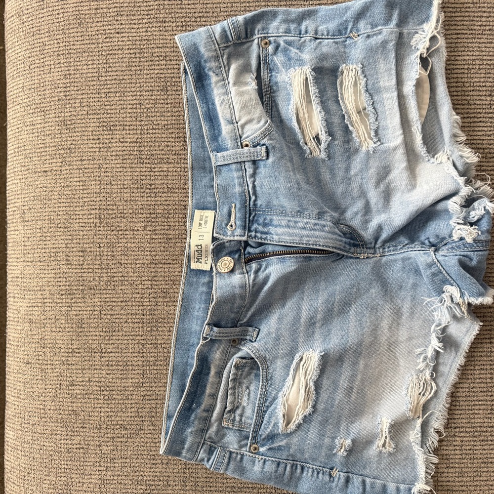 Hollister Light Blue Ripped Jean Shorts